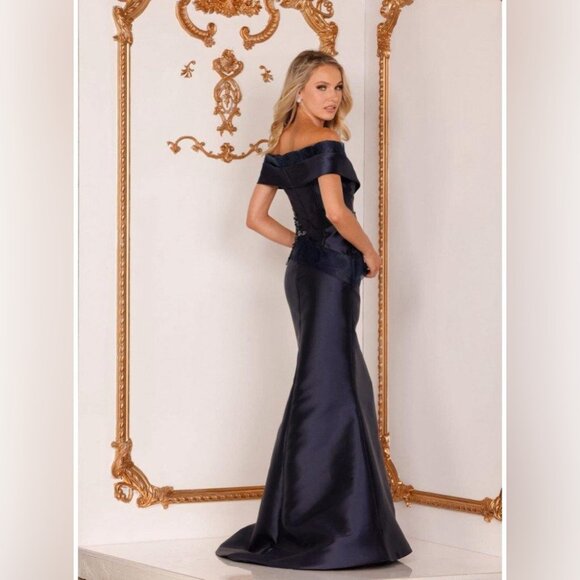 Terani Couture Navy 2011M2159 Long Mother Of Bride Dress Evening Gown - Picture 2 of 11